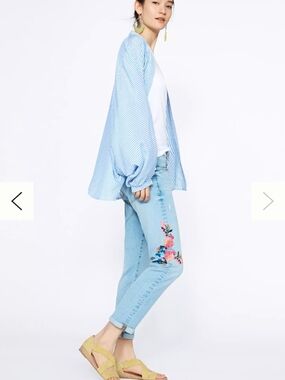 Anthropologie Pilcro And The Letter Express Light Blue Embroidered Women's Jeans
